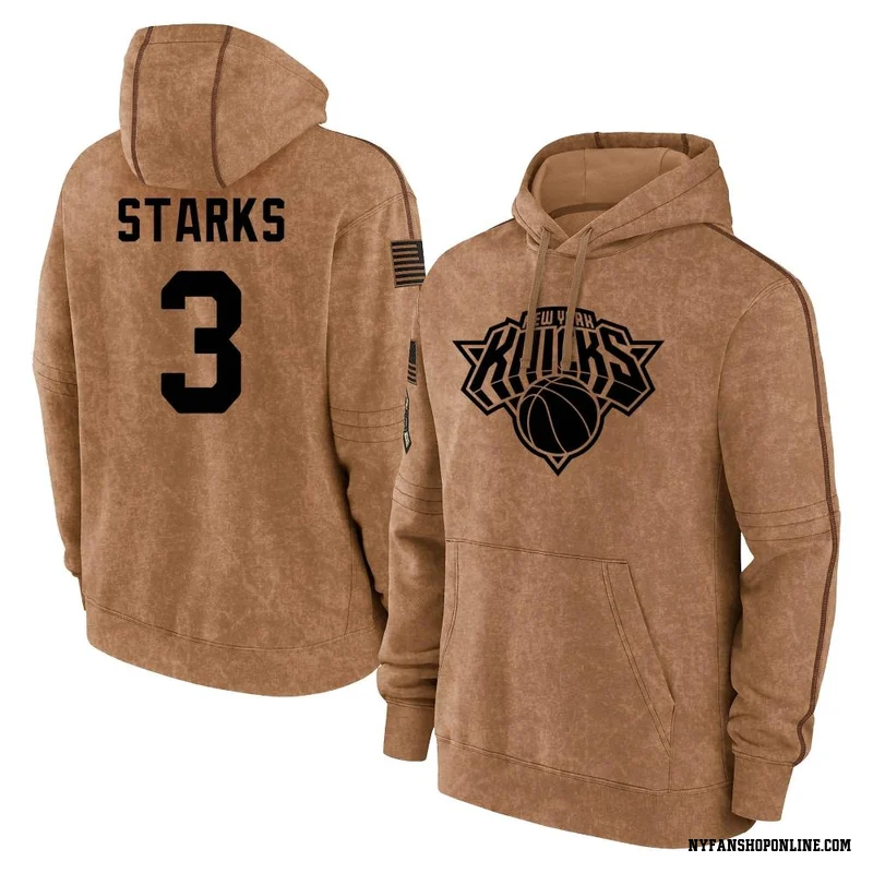 Brown Men's John Starks New York Knicks 2023 Salute to Service Club Pullover Hoodie