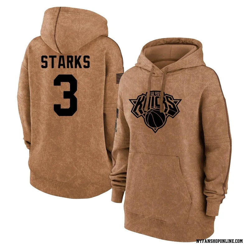 Brown Women's John Starks New York Knicks 2023 Salute to Service Pullover Hoodie
