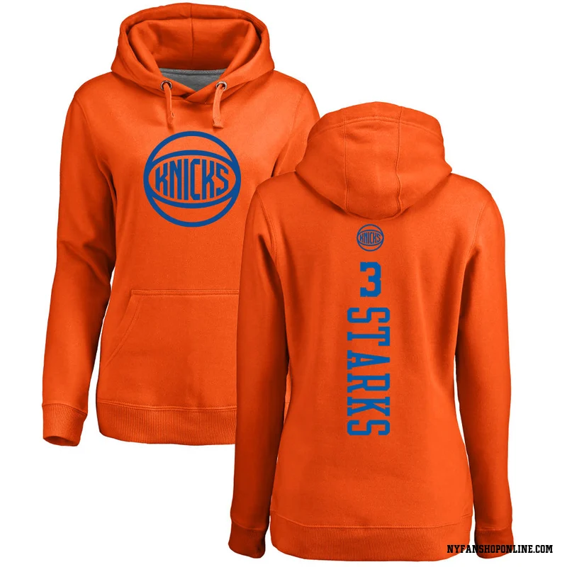 Orange Women's John Starks New York Knicks One Color Backer Pullover Hoodie