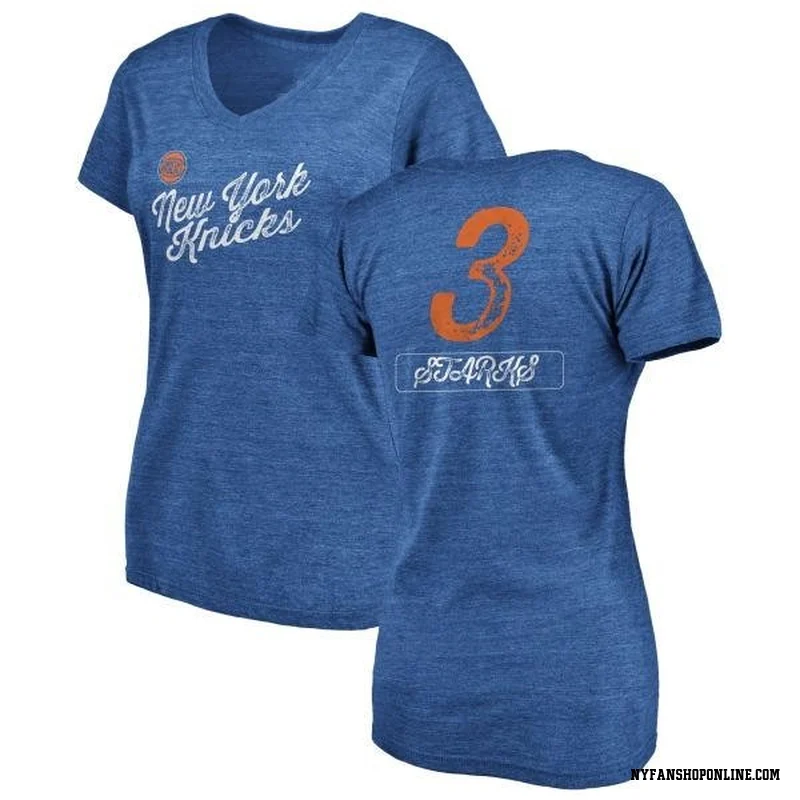 Royal Women's John Starks New York Knicks Sideline V-Neck T-Shirt