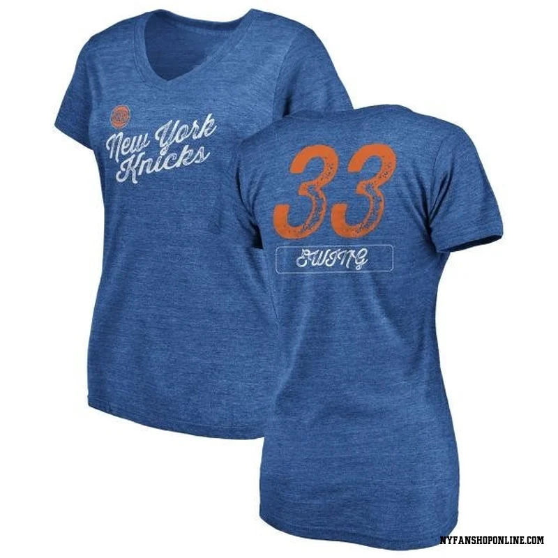 Royal Women's Patrick Ewing New York Knicks Sideline V-Neck T-Shirt