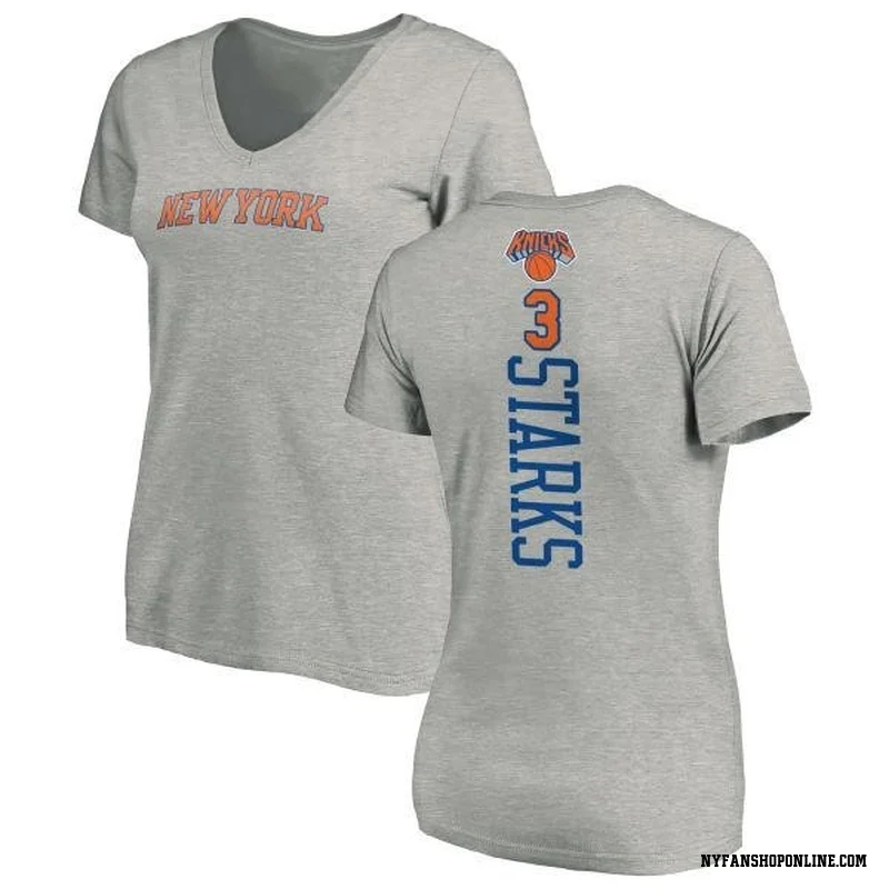 Women's John Starks New York Knicks Ash Backer T-Shirt
