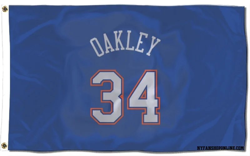 Blue New York Knicks  Charles Oakley  White Flag (3 X 5)