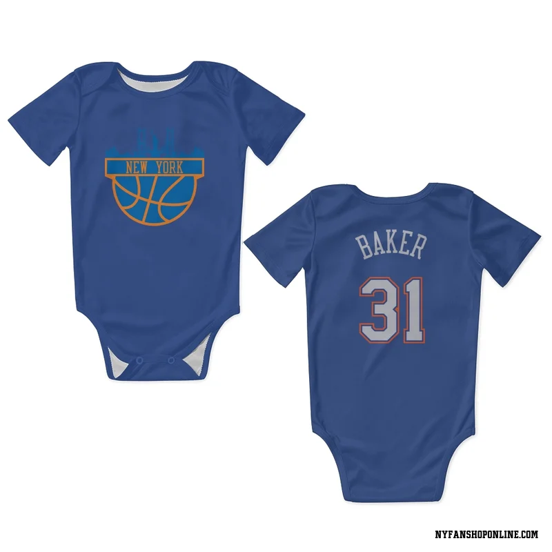 Blue New York Knicks  Ron Baker  White Newborn & Infant Bodysuit