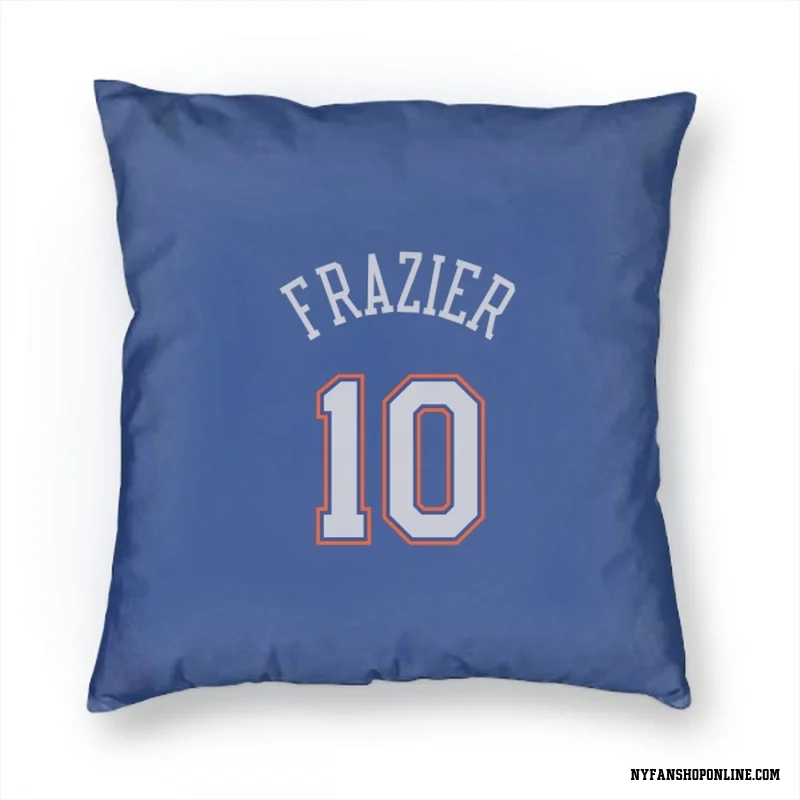 Blue New York Knicks  Walt Frazier  White Pillow Cover (18 X 18)