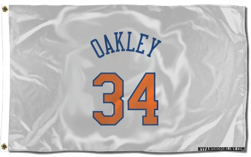 White New York Knicks  Charles Oakley  Flag (3 X 5)